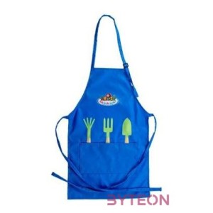 Állítható nyakú, zsebes gyerek kerti kötény, kék