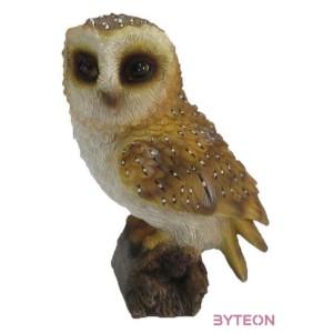 Leszúrható gyöngybagoly polyresin szobor, kültéri és beltéri dekorációs kiegészítő