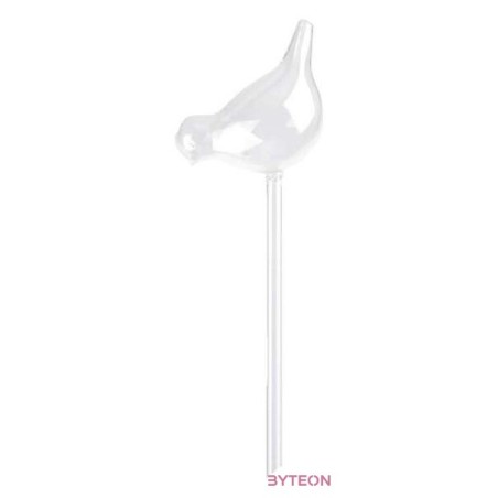 Virágföldbe szúrható üveg vízadagoló, madár alakú, 36 cm