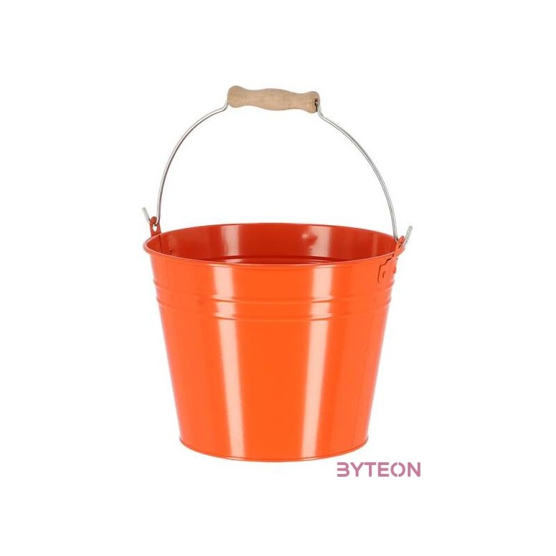 Cink kerti vödör, fa fogóval, 4,5 literes, narancssárga