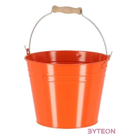 Cink kerti vödör, fa fogóval, 4,5 literes, narancssárga