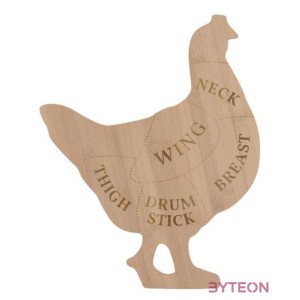 Csirke alakú bambusz vágódeszka, 40 x 49,5 cm