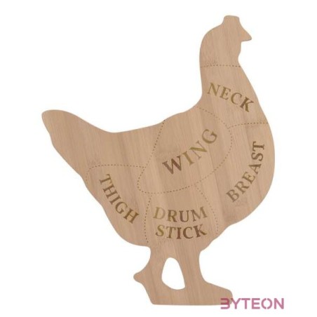 Csirke alakú bambusz vágódeszka, 40 x 49,5 cm