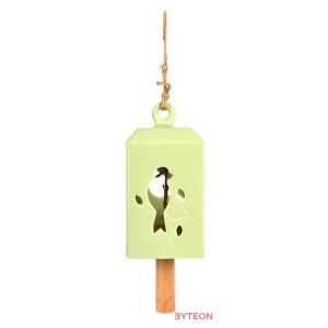 Madaras kerámia szélcsengő, mentazöld