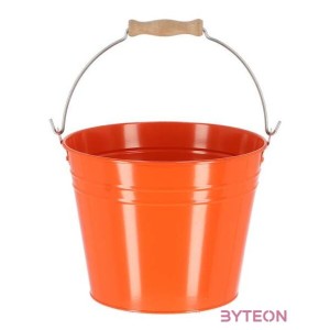 Cink kerti vödör, fa fogóval, 4,5 literes, narancssárga