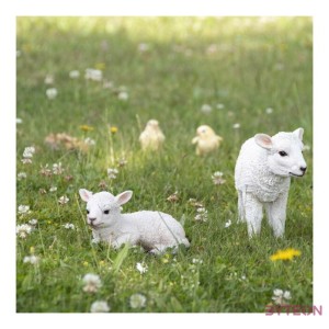 Fekvő bárány polyresin szobor, kültéri és beltéri dekorációs kiegészítő