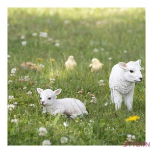 Fekvő bárány polyresin szobor, kültéri és beltéri dekorációs kiegészítő