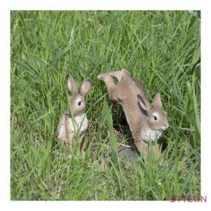 Ülő nyúl polyresin szobor, kültéri és beltéri dekorációs kiegészítő