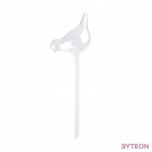 Virágföldbe szúrható üveg vízadagoló, madár alakú, 36 cm