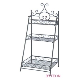 Összecsukható kovácsoltvas virágtartó állvány, lépcsőzetes alakú, 3 polcos, 114 cm