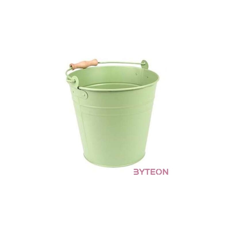 Fém vödör fa fogóval, 4,9 literes, mentazöld