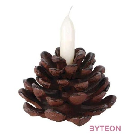 Öntöttvas gyertyatartó, fenyőtoboz alakú, 14 x 11 cm