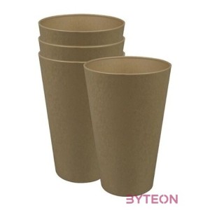 Bioplasztik 4 db-os pohár szett, világosbarna, 400 ml