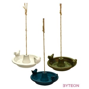 Függő kerámia madáretető tál, zöld, 30 cm átmérőjű