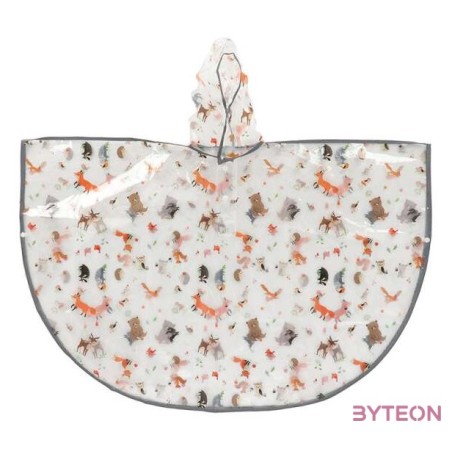 Átlátszó gyerek poncsó, erdei állatok mintával