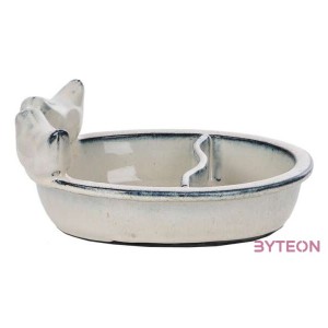 Kerámia madáretető és itató tál, törtfehér