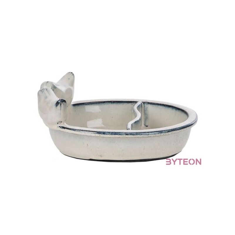 Kerámia madáretető és itató tál, törtfehér