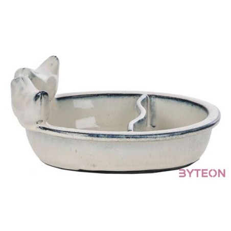 Kerámia madáretető és itató tál, törtfehér