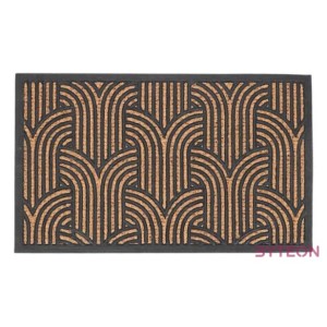 Art deco mintás gumi és kókuszrost lábtörlő, 75 x 45 cm