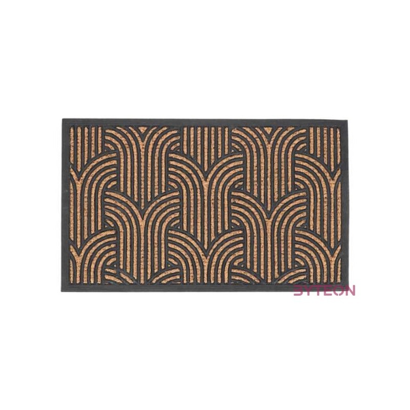 Art deco mintás gumi és kókuszrost lábtörlő, 75 x 45 cm