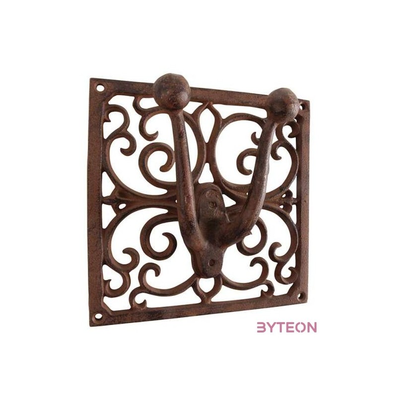 Öntöttvas akasztó, 2 fogassal, 17 x 17 cm