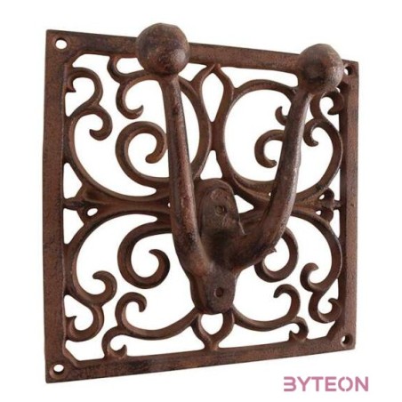 Öntöttvas akasztó, 2 fogassal, 17 x 17 cm