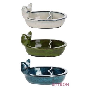 Kerámia madáretető és itató tál, törtfehér