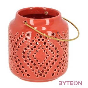 Kerámia lámpás, rozsdavörös, 11 cm