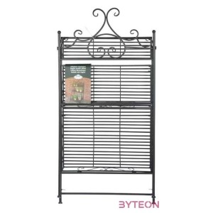 Összecsukható kovácsoltvas virágtartó állvány, lépcsőzetes alakú, 3 polcos, 114 cm