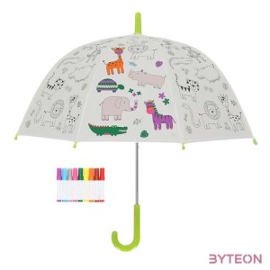 Kifesthető vadon élő állatos gyerek esernyő, filctollakkal