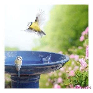 Kerámia madáretető és itató állvány, kék