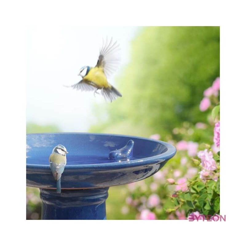Kerámia madáretető és itató állvány, kék