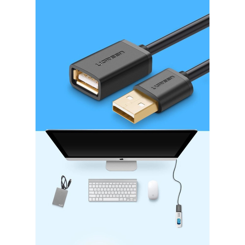 UGREEN US103 USB 2.0 hosszabbító kábel, 1 m (fekete)