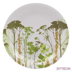 Mezei virág mintás papírtányér, 8 db-os, 23 cm átmérőjű