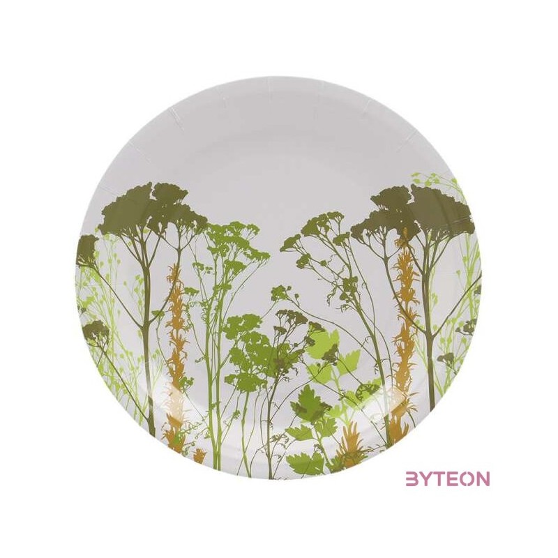 Mezei virág mintás papírtányér, 8 db-os, 23 cm átmérőjű