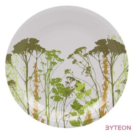 Mezei virág mintás papírtányér, 8 db-os, 23 cm átmérőjű