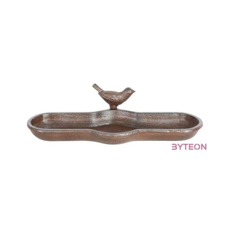 Öntöttvas madáritató és -etető tál, kismadár dekorációval, 29,5 cm