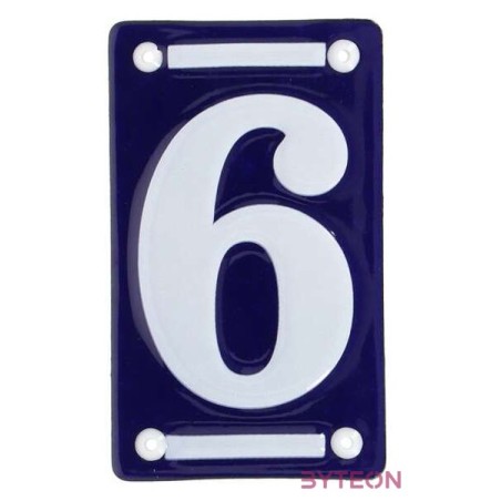 Tűzzománc házszám, 6