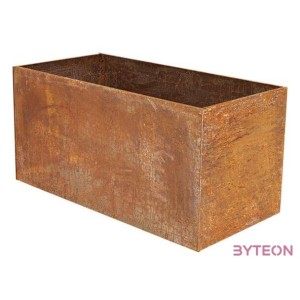 Rozsdásított felületű fém virágláda, 70 x 38 x 38 cm