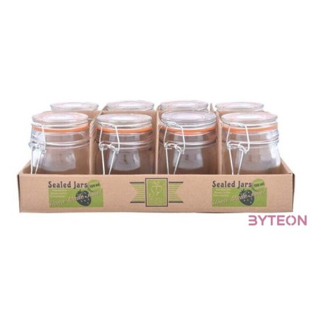 Csatos tároló üveg szett, 8 db-os