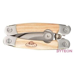 Rozsdamentes acél többfunkciós kerti szerszám, kőrisfa nyéllel, 15 cm