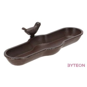 Öntöttvas madáritató és -etető tál, kismadár dekorációval, 29,5 cm