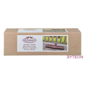 Öntöttvas madáritató és -etető tál, kismadár dekorációval, 29,5 cm