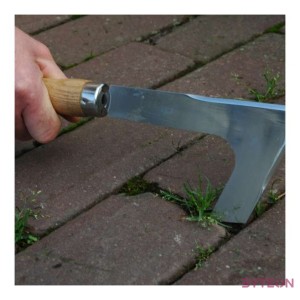 Rozsdamentes acél járdaszegély gyomláló, kőrisfa nyéllel, 31 cm