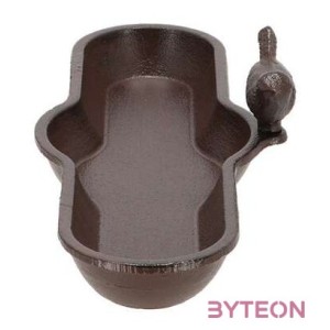 Öntöttvas madáritató és -etető tál, kismadár dekorációval, 29,5 cm