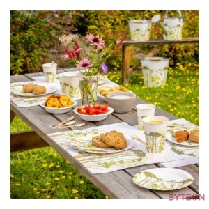 Mezei virág mintás papírtányér, 8 db-os, 23 cm átmérőjű