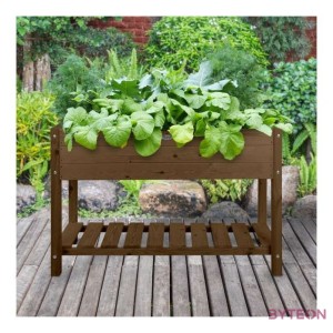 Fából készült magaságyás, barna, 118 x 40 cm