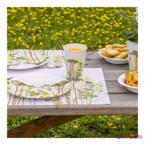 Mezei virág mintás papírtányér, 8 db-os, 23 cm átmérőjű