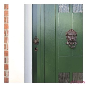 Öntöttvas oroszlános ajtókopogtató, 21 cm