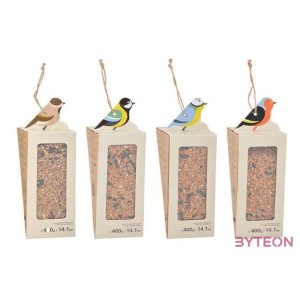 Felakasztható madár mintás madáretető, vegyes magokkal, D